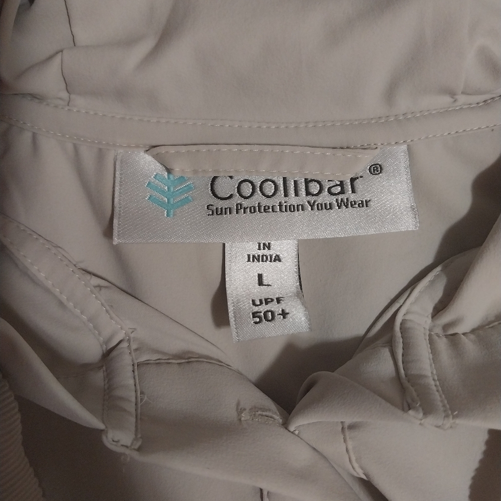 Coolibar UPF 50+‎ Women's Hooded Shirt Long Sleeve Button Front - Size L - Cream - Picture 3 of 3
